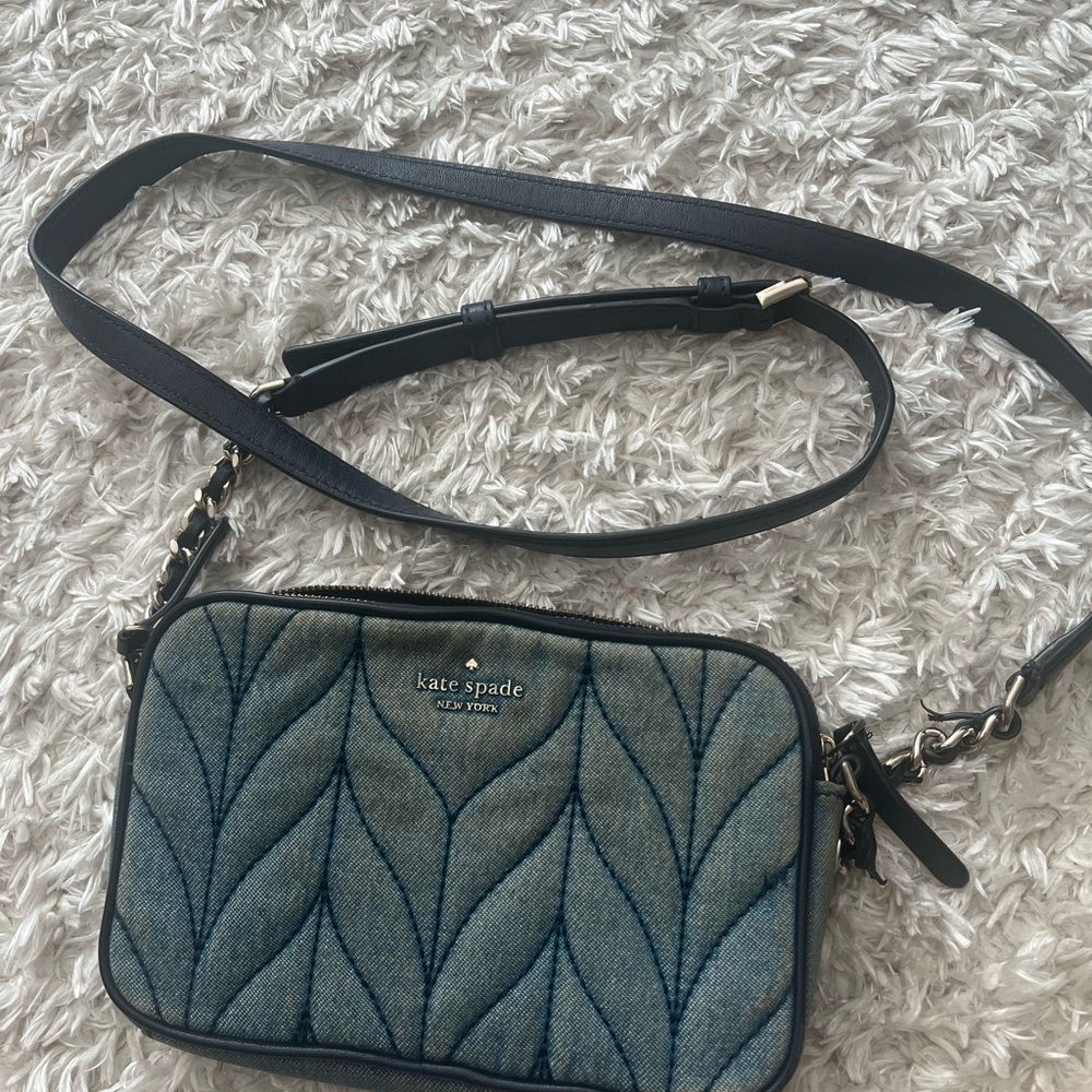 Kate Spade Blue Quilted Crossbody Bag Denim used